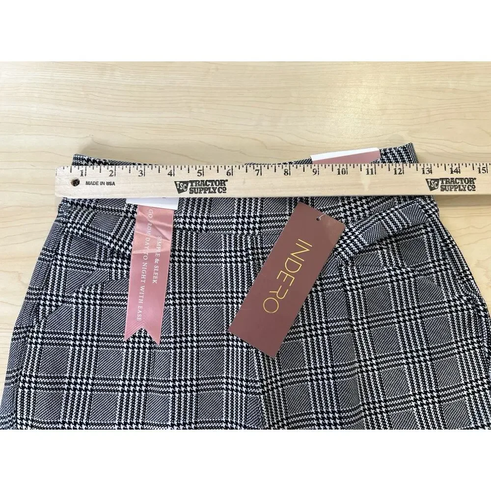Indero Scuba Pants NWT Black/White Plaid Spandex Women's Size S/M